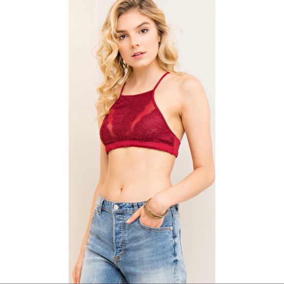 Solid Lace High Neck Bralette - Picture 3 of 7